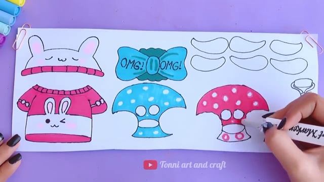 DIY Lalafanfan PAPER DUCK / How to draw a duck Lalafafan and clothes / Tonni art and craft смотреть онлайн