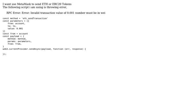 MetaMask - RPC Error: Error: Invalid transaction value of 0.001 number must be in wei смотреть онлайн