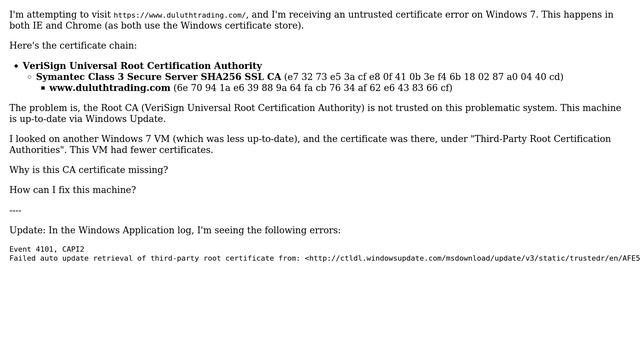 VeriSign Universal Root Certification Authority missing смотреть онлайн