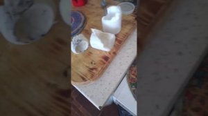Свеча , парафин + внутренний жир , делаем фитиль / Candle , paraffin + internal fat , make a wick.