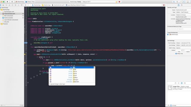 Weather App on Swift 3 (Xcode 8.2) смотреть онлайн