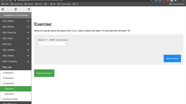w3schools SQL exercises смотреть онлайн