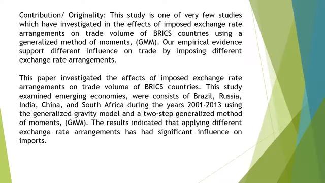 Effects of Exchange Rate Arrangements on Trade Cooperation in BRICS Countries AEFR 53 563 578 смотреть онлайн