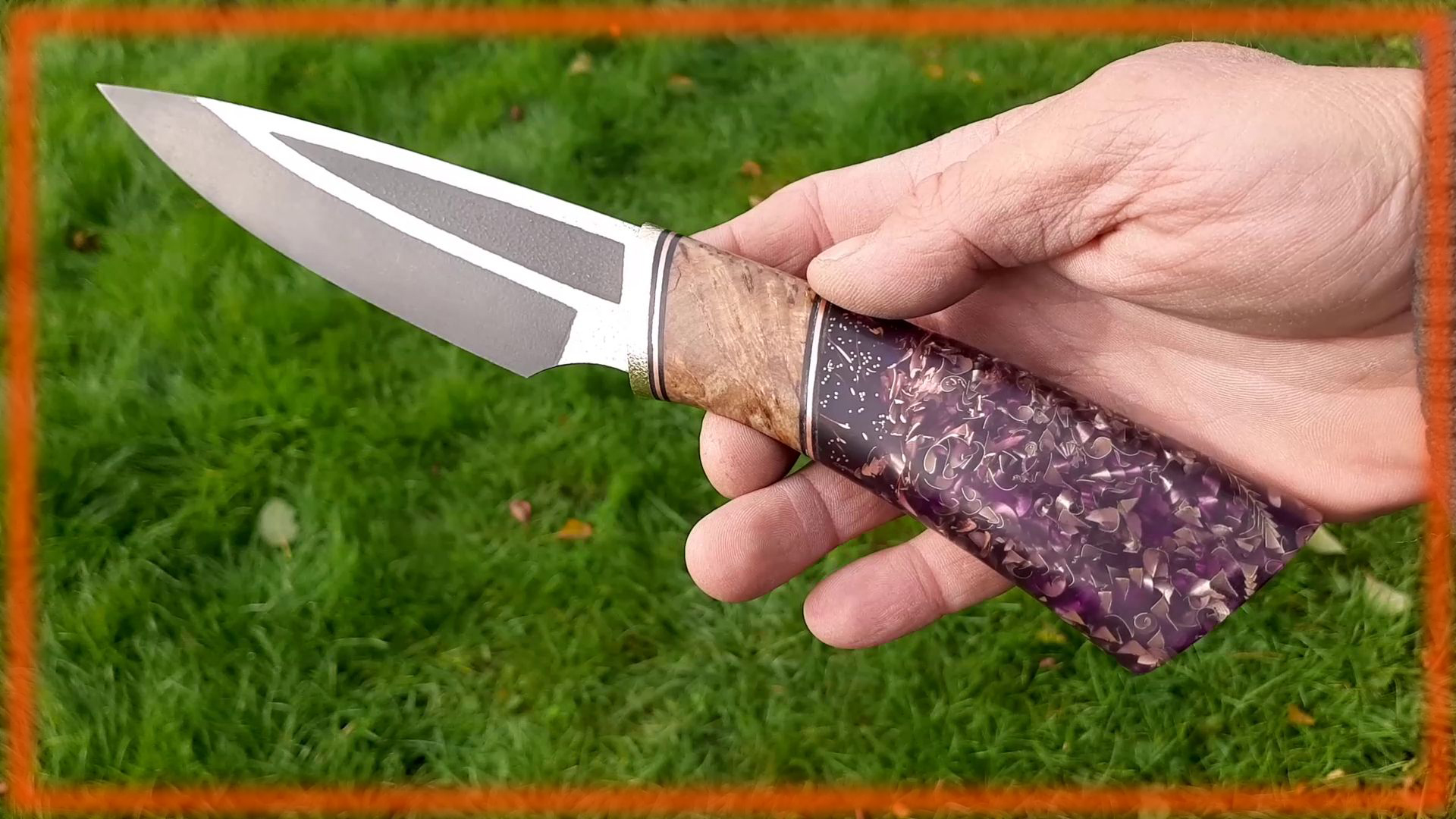 Рукоять для ножа из латунной стружки и шишка в эпоксидке смотреть онлайн