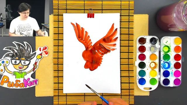 Как нарисовать ОРЛА - рисуем красками с РыбаКит смотреть онлайн