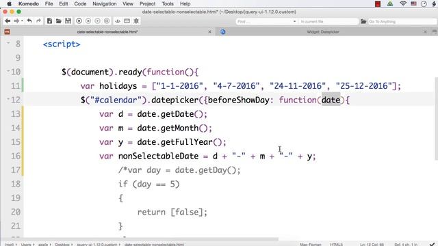 jQueryUI - Widget Datepicker 04 - Make Specific Dates Non Selectable смотреть онлайн