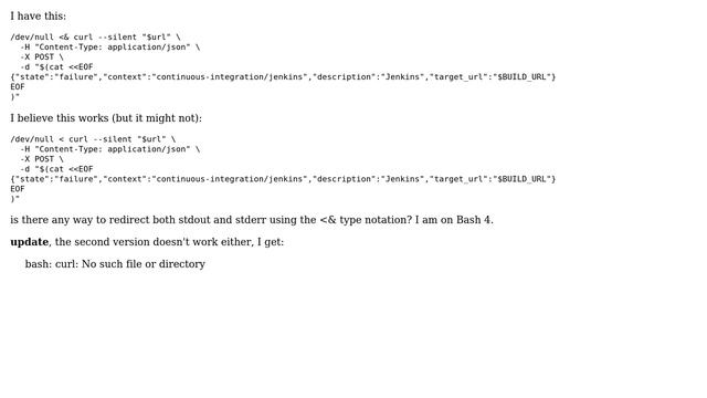 Unix & Linux: ambiguous redirect using curl смотреть онлайн
