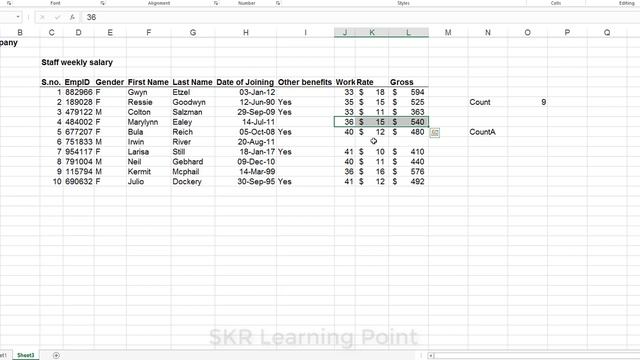 Excel in Hindi- Counting Cells Value by COUNT and COUNTA simple Formula #SkrLearningPoint смотреть онлайн