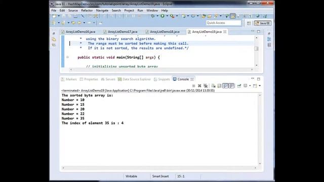 java.util.Arrays.binarySearch(byte[] a, int fromIndex, int toIndex, byte key) смотреть онлайн