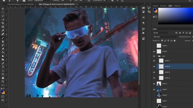 CYBERPUNK-SPEED ART///PHOTOSHOP смотреть онлайн