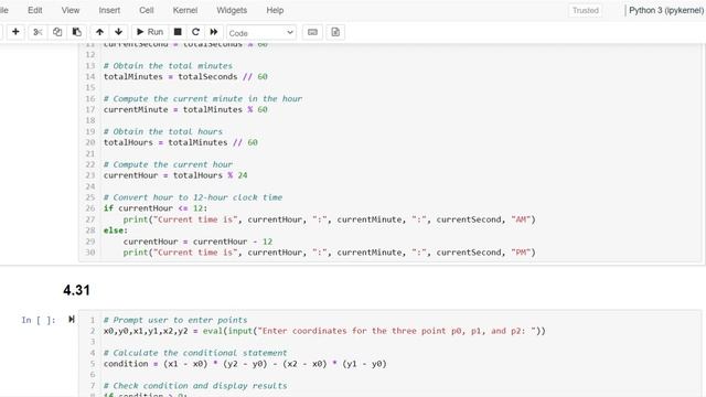 Revise Programming Exercise 2 18 to display the hour using a 12 hour clock Here is a sample run смотреть онлайн