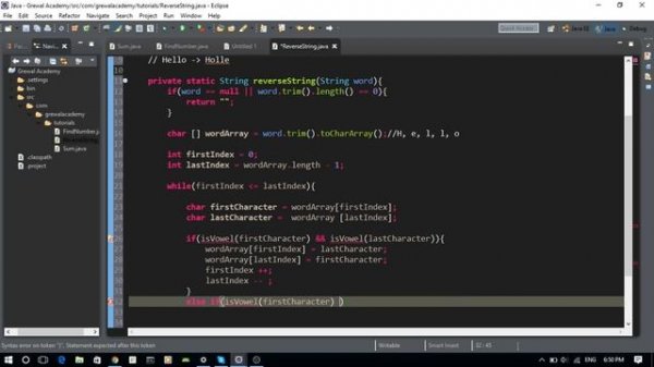 Java- Reverse vowels of a string