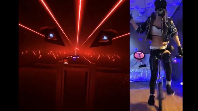 League of Legends KDA Akali Cosplay On a Unicycle While playing K/DA Popstars Expert + beatsaber смотреть онлайн
