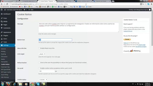 Instalando Cookie Notice - Plugin politica de cookies wordpress смотреть онлайн