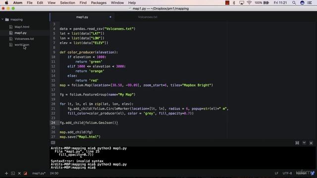 Python 17.13 Application to create webmaps with python and folium - GeoJson Data смотреть онлайн