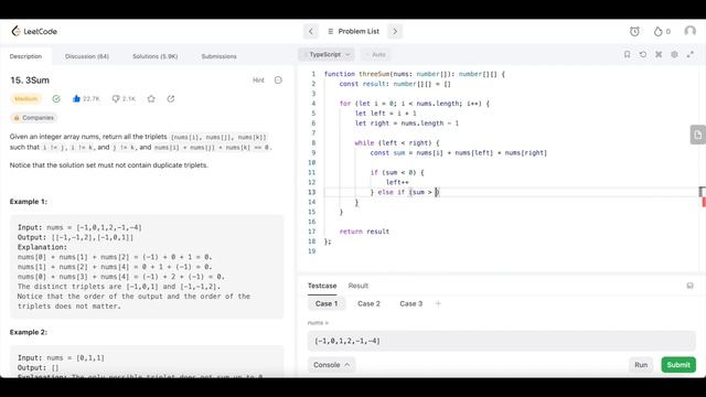 Solving 3Sum leetcode problem with typescript смотреть онлайн