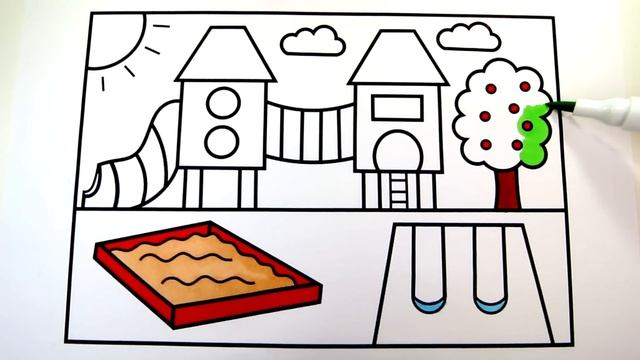 How to Draw a Playground Step by Step for Kids | Playground Coloring Pages | Fun Coloring Pages Kid смотреть онлайн