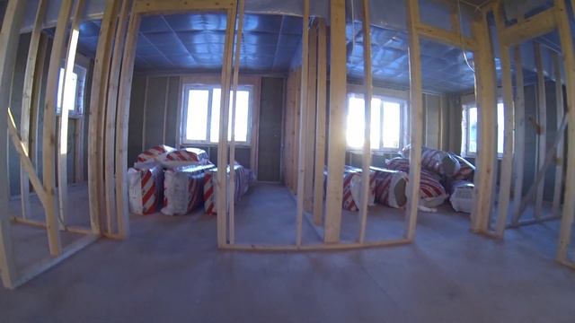 Первый день III этапа работ в Тайцах: каркасный дом изнутри смотреть онлайн
