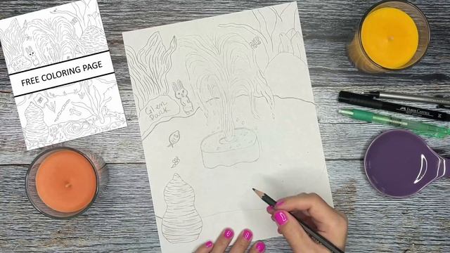 Adult Coloring Page: Garden Fountain Animals Sketch Session [Free Coloring Pages] - In the Garden смотреть онлайн