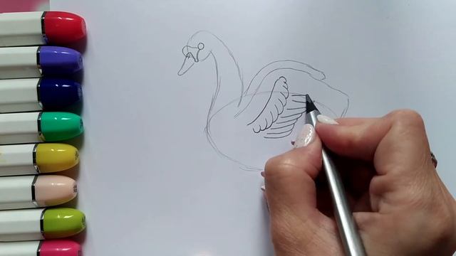 Как поэтапно нарисовать лебедя для детей смотреть онлайн
