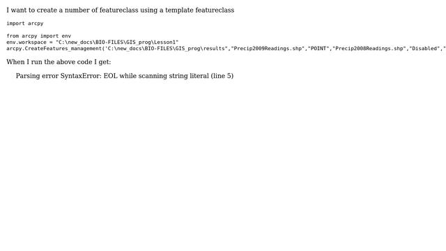 GIS: Parsing error SyntaxError: EOL while scanning string literal (line 5) смотреть онлайн