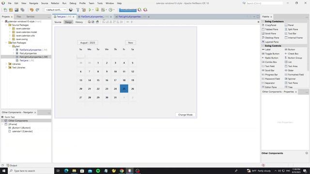 Java Swing - Calendar Windows 10 Style Custom with FlatLaf смотреть онлайн