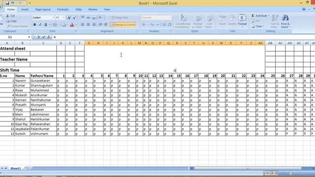 Microsoft office Excel -2007 Student Or College Attendance Sheet class -5 смотреть онлайн