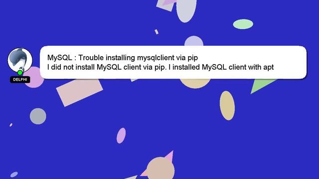 MySQL : Trouble installing mysqlclient via pip смотреть онлайн