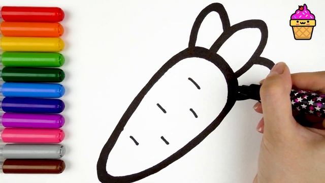 Раскраска для детей МОРКОВКА. Мультик-Раскраска. Учим цвета. Рисуем и раскрашиваем смотреть онлайн