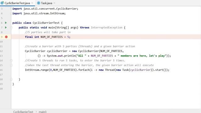 Java CyclicBarrier Super Simple Example and show how CyclicBarrier is reset смотреть онлайн