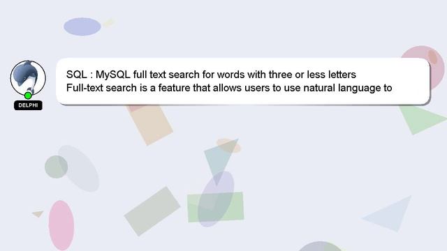 SQL : MySQL full text search for words with three or less letters смотреть онлайн