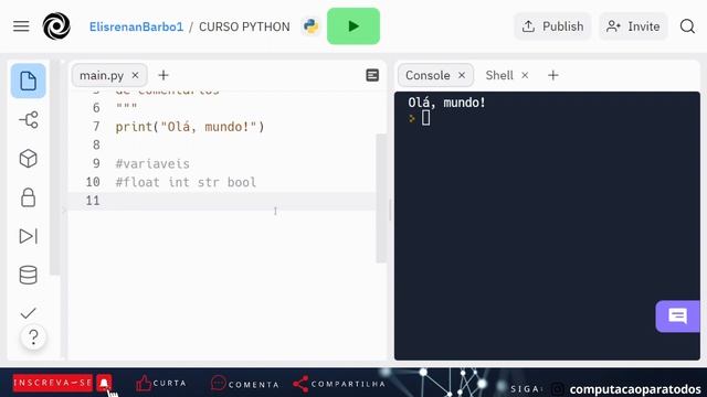 Como programar com comentários no código e imprimir variáveis em Python no Replit смотреть онлайн
