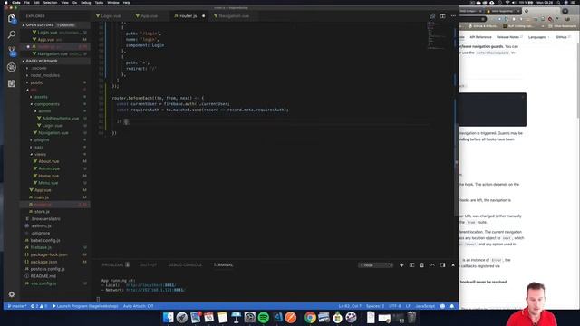 VueJS | Lvl 5.41 Router navigational guards with beforeEach hooks смотреть онлайн
