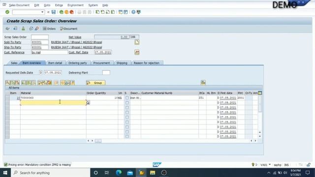 How to create Sales order in SAP with full information : T-CODE VA01 смотреть онлайн