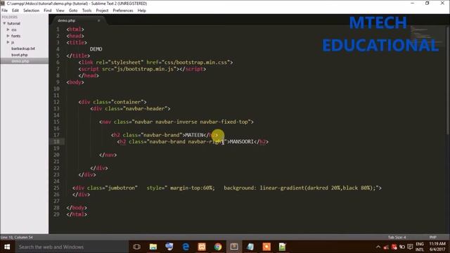 Bootstrap tutorial for beginners navbar | NAVIGATION BAR смотреть онлайн