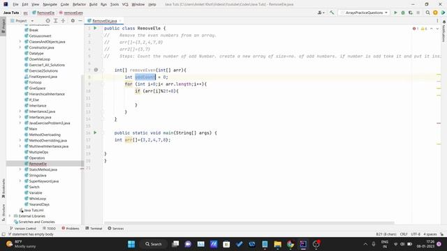 How to Remove Even Numbers from Array in Java смотреть онлайн