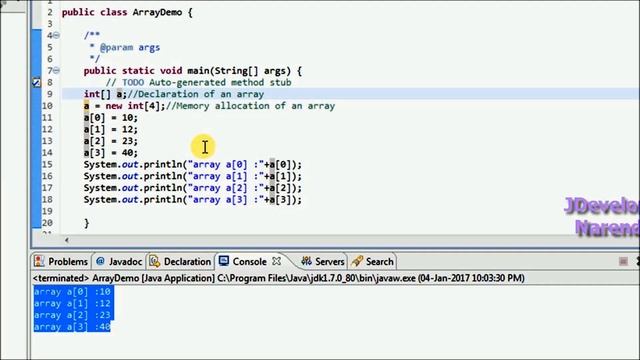 8-Core Java Tutorial|Arrays| Anonymous Array | Multi Dimensional Array | Eclipse example смотреть онлайн