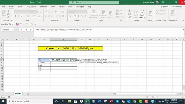 Convert 1K to 1000, 1M to 1000000, etc. in Excel смотреть онлайн