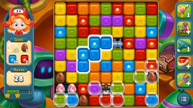 Toy Blast level 586 obstacles: 81 bubbles, 40 red & blue color changers, & 27 bunny chocolate eggs смотреть онлайн
