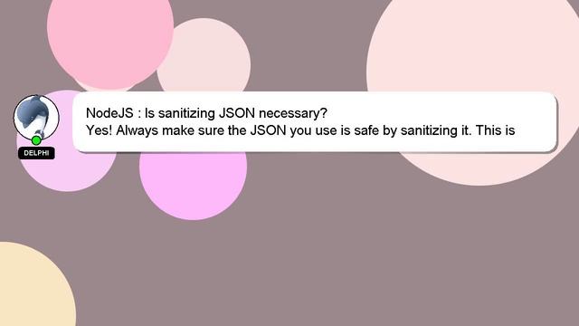 NodeJS : Is sanitizing JSON necessary? смотреть онлайн