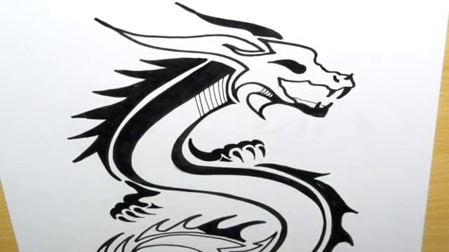 @K.ART_vlog How to draw a tribal dragon tattoo | Tattoo Designs Idea смотреть онлайн