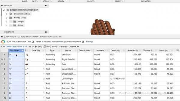 Fusion 360 for Woodworkers: parts list with dimensions - automate it!