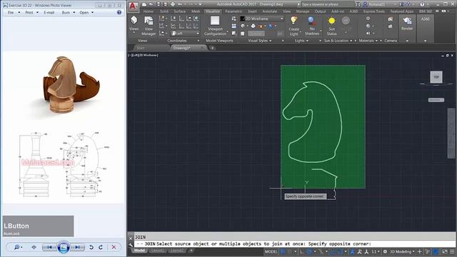 AutoCAD 3D Modeling Chess Knight Tutorial Exercise 22 смотреть онлайн