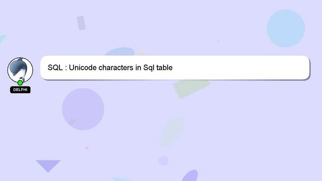 SQL : Unicode characters in Sql table смотреть онлайн
