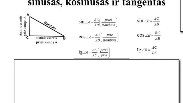 Stačiojo trikampio smailiojo kampo sinusas, kosinusas ir tangentas смотреть онлайн