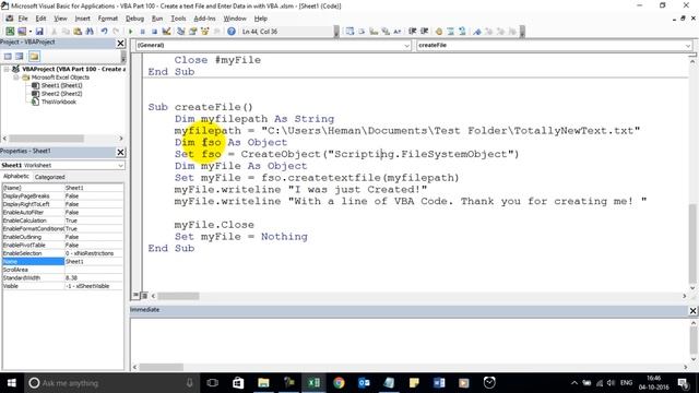 Learn VBA Excel Part 100 - Create and Enter text into a Text File with VBA Code смотреть онлайн