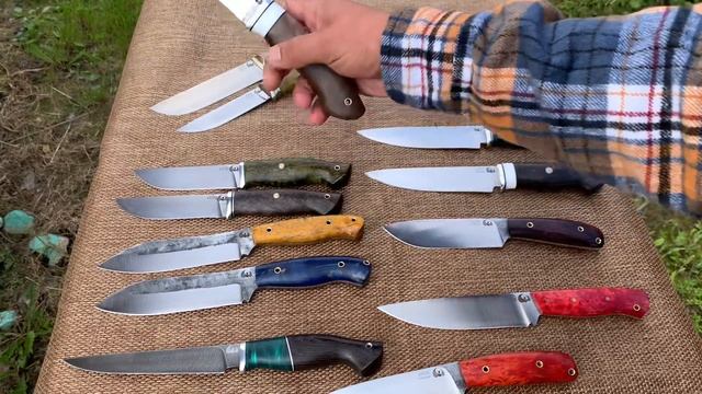 Обзор ножей|Рукояти из Стаб карельской березы|Розыгрыш двух ножей смотреть онлайн