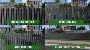 Расстояние между металлическим штакетником.