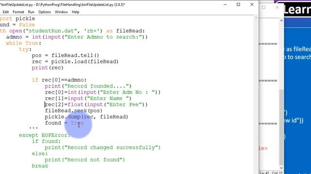 Binary File Handling in Python Part - 9 | Binary File Updating - Update Records смотреть онлайн