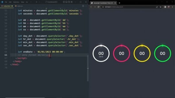 Countdown Timer in Vanilla Javascript | CSS SVG Circle Countdown Time Animation